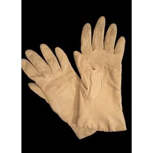 Beige Leather Gloves with 100% Cashmere Lining Size M minimalist capsulewardrobe
